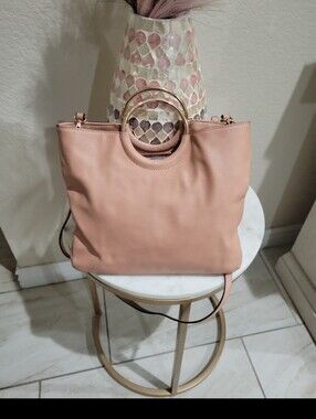 LC Lauren Conrad Pink Tote with Gold Ring Handle